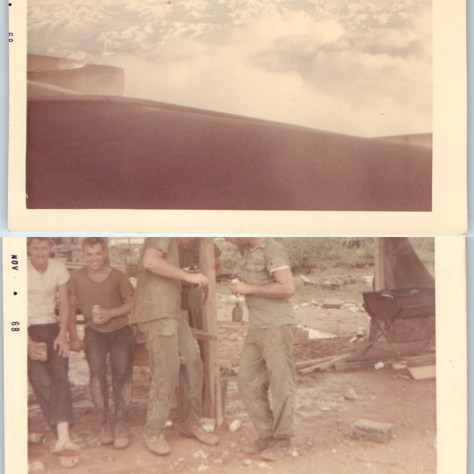 x2 LOT 1968 Vietnam War US Soldier Snapshot Photos Quang Tri RVN Butcher Salkeld