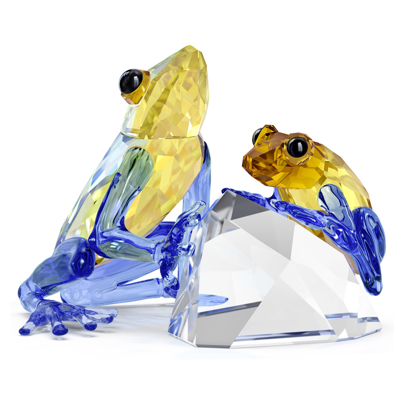 Swarovski Idyllia Frog and Baby Crystal Figurines Blue Yellow Shimmer 5721547