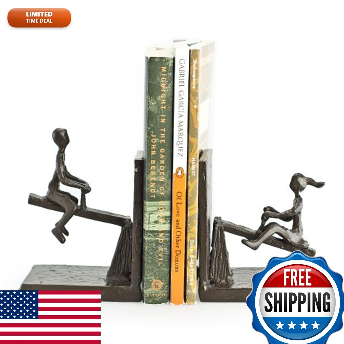 Danya B ZI13023 See-Saw Metal Bookend Set