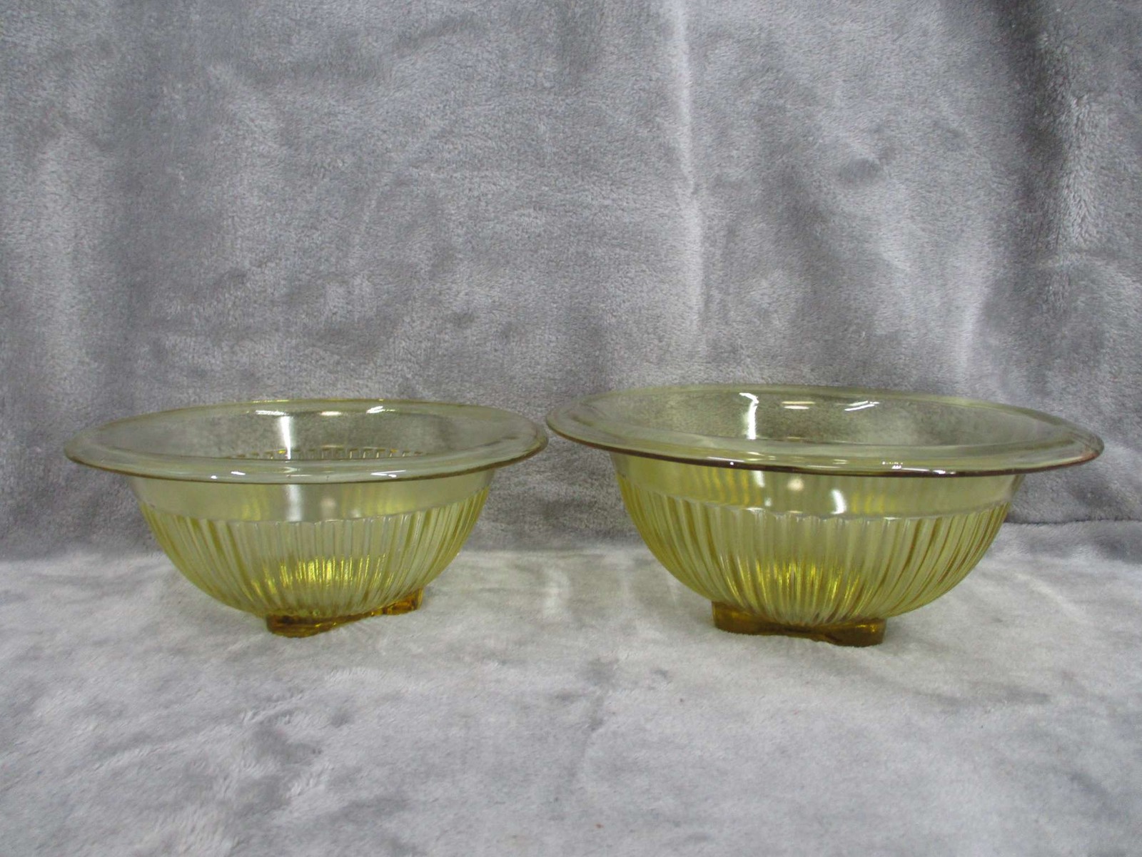 Federal Glass Yellow Depression Glass Mixing Bowl Set Ribbed 6.5