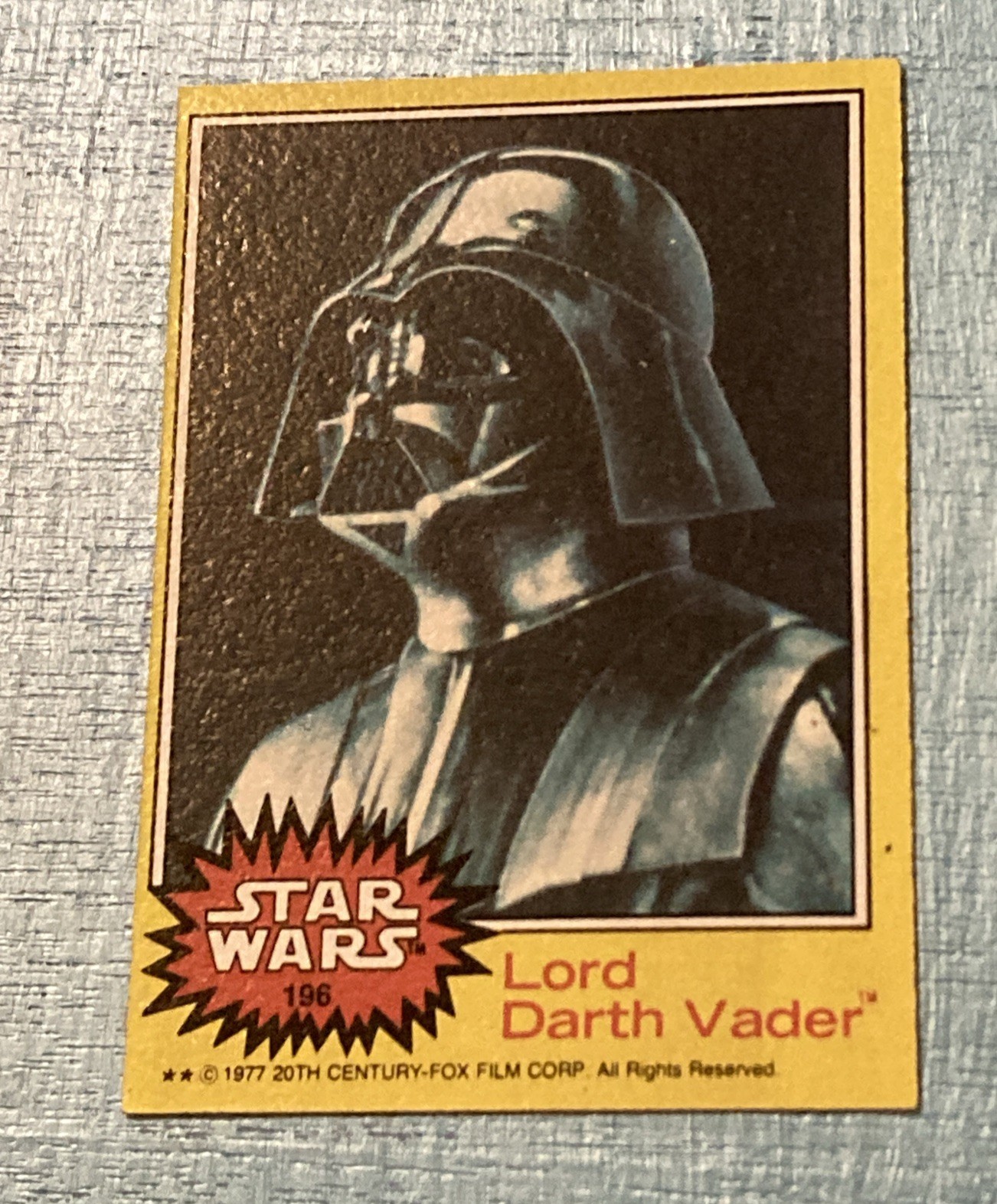 1977 TOPPS STAR WARS Trading Cards - YELLOW Series 3  Lord Darth Vader (1)