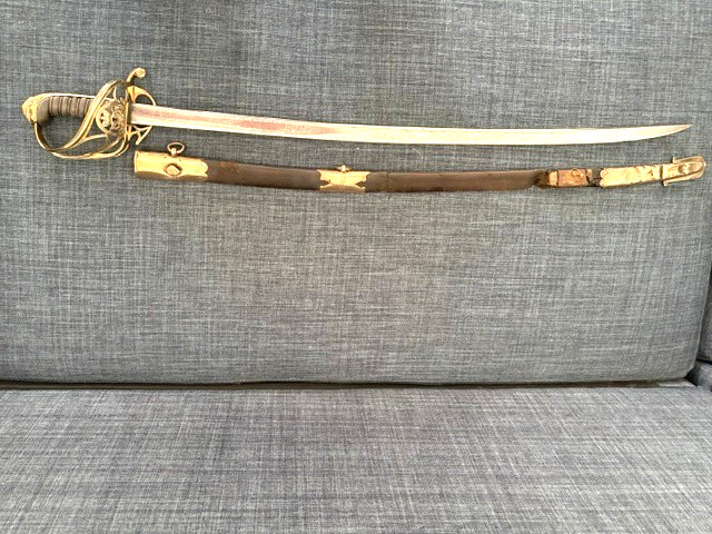 Rare GEORGE IV British Officer Sword 1822 pattern folding hilt pipe back blade
