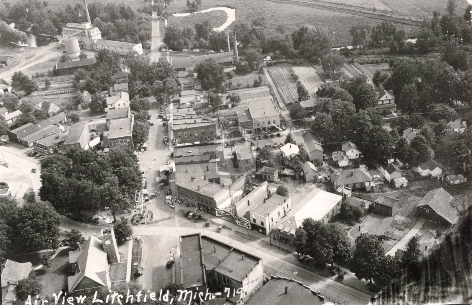 Bird's-Eye View Litchfield MI Michigan RPPC Photo Postcard COPY