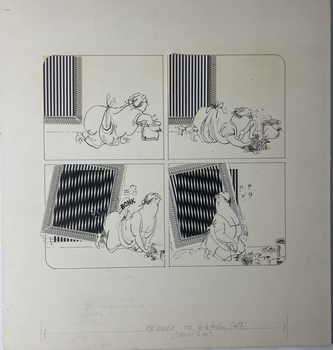 Vintage Original Magazine Comic Strip Ink Illustration Art Production Markings