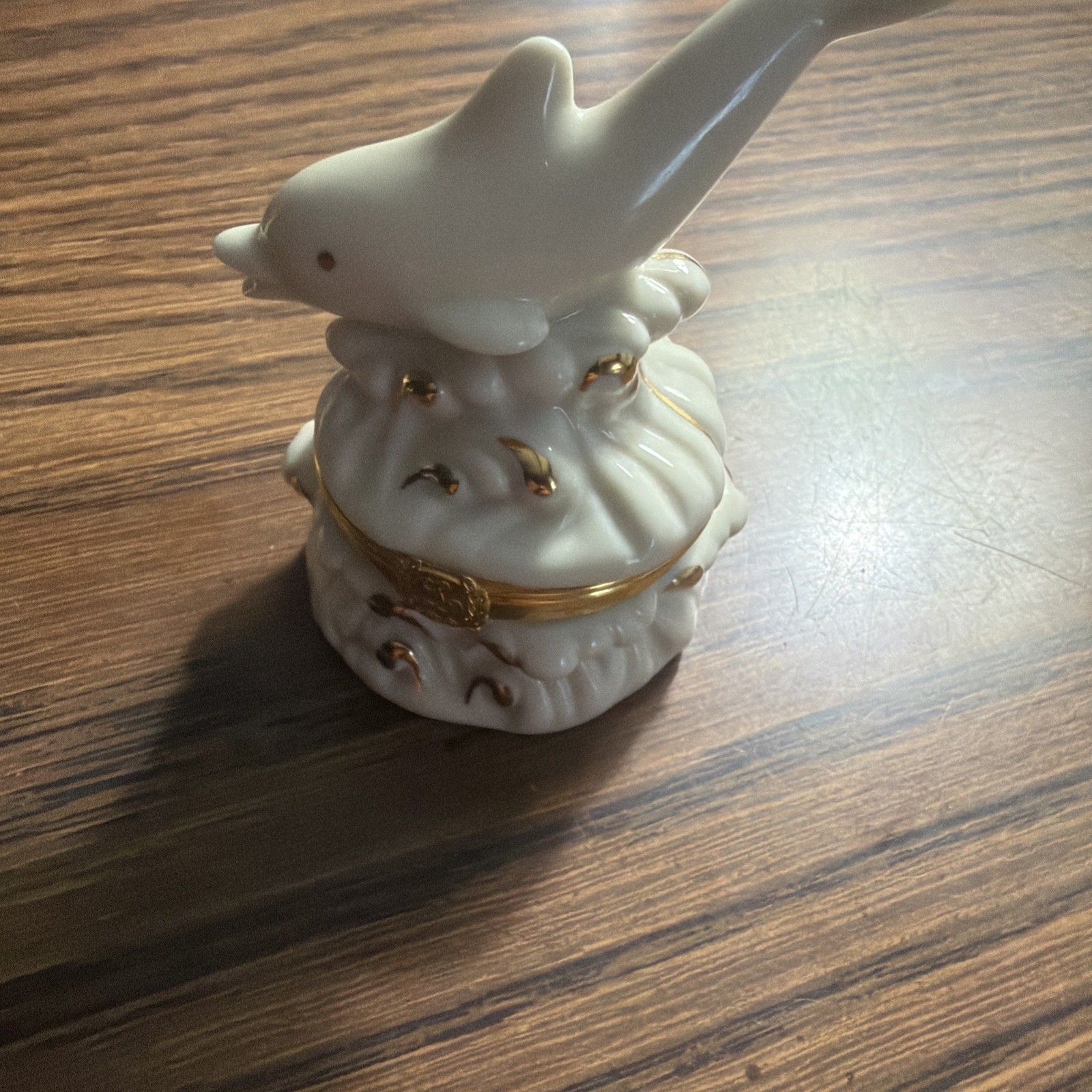 Lenox Treasures The Dolphin Splash Box Hinged Porcelain Trinket Box First Issue