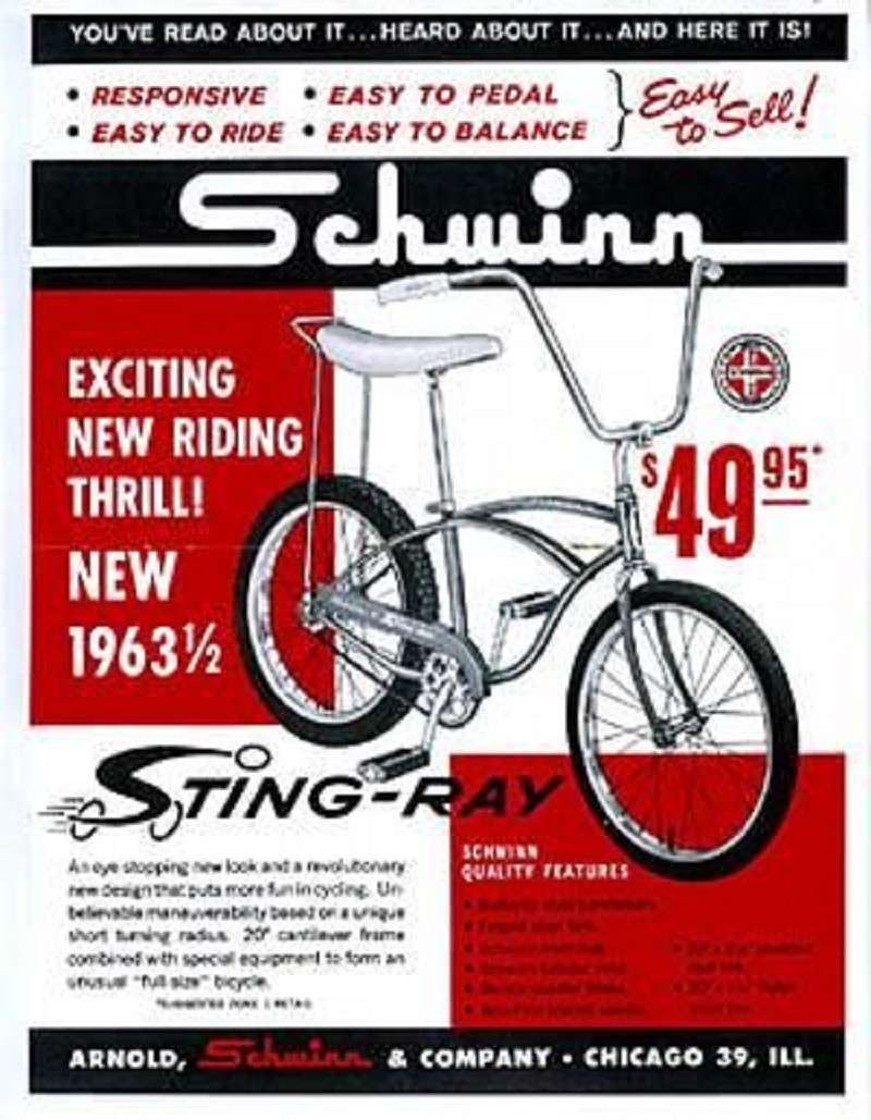 Schwinn Stingray Classic Bicycle Vintage Bike Ad Reprint Photo Poster 11x14
