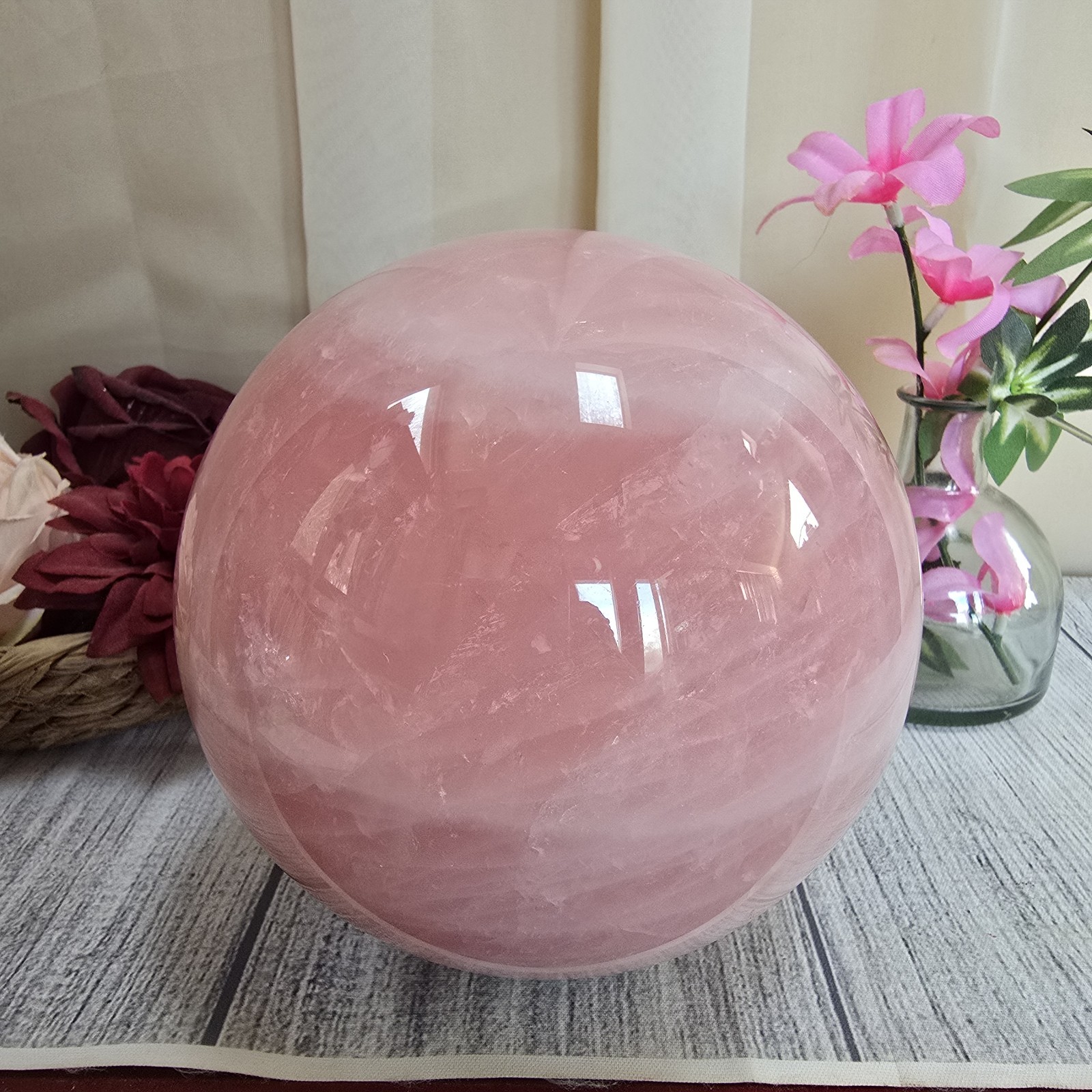 135mm Huge Pink Rose Quartz Crystal Sphere Ball orb (b1)