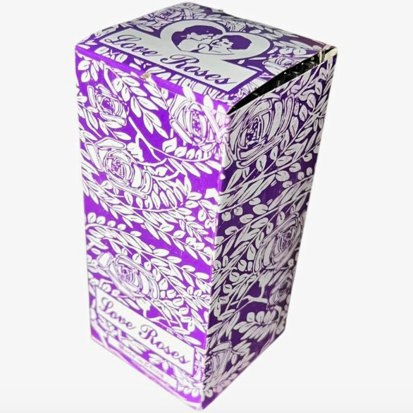 Love Roses Purple/White Roses Floral Rectangular Lidded Box w/ Glass Tubes