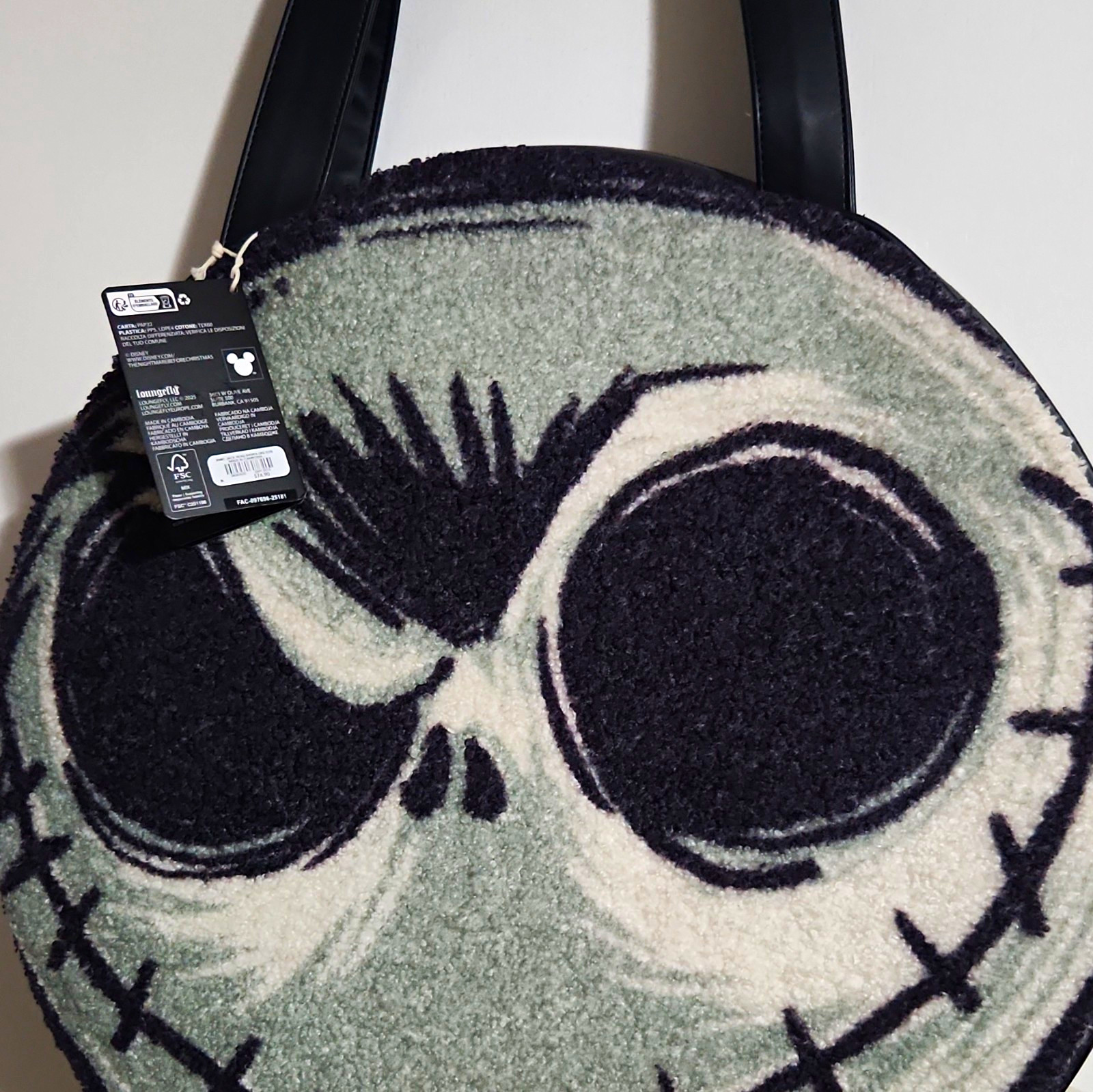 Loungefly Disney Nightmare Before Christmas Jack Face Sherpa Tote Large 2025