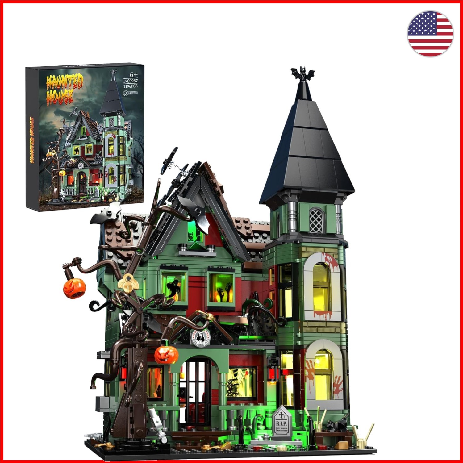 Adults\' Halloween Haunted House Building Toy - Includes LED Lights & Miniatures