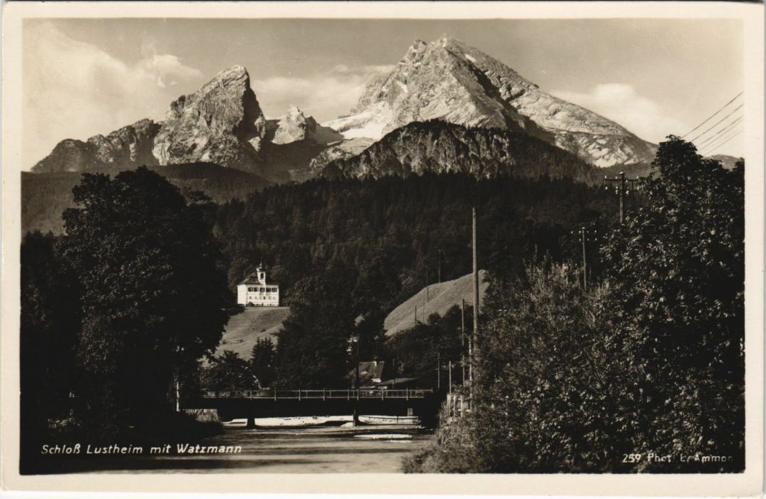 Old postcard postcard castle Lustheim with Watzmann GERMANY (1066870)