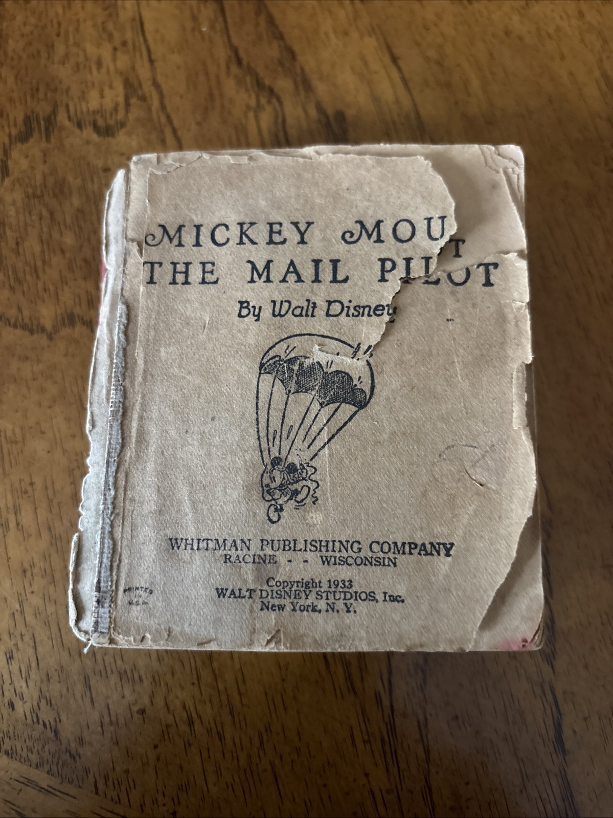 1933 Mickey Mouse the Mail Pilot, The Big Little Book Display Only. Fragile Cond
