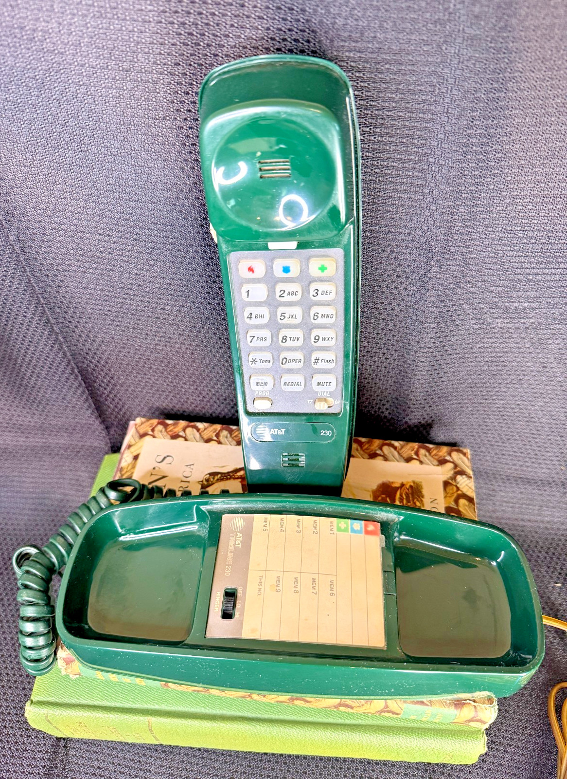 📞Vtg 80s AT&T Trimline 210 Telephone Phone Hunter Green Push Button Corded📞