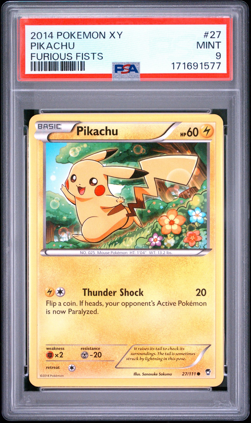Pikachu 27/111 PSA 9 Furious Fists Pokemon Card Game
