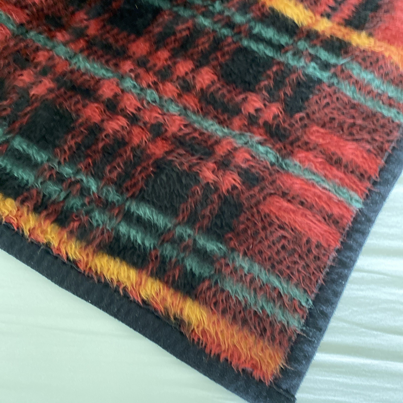 Vintage Biederlack Blanket Throw USA Made Plaid Geometric 73” X 52