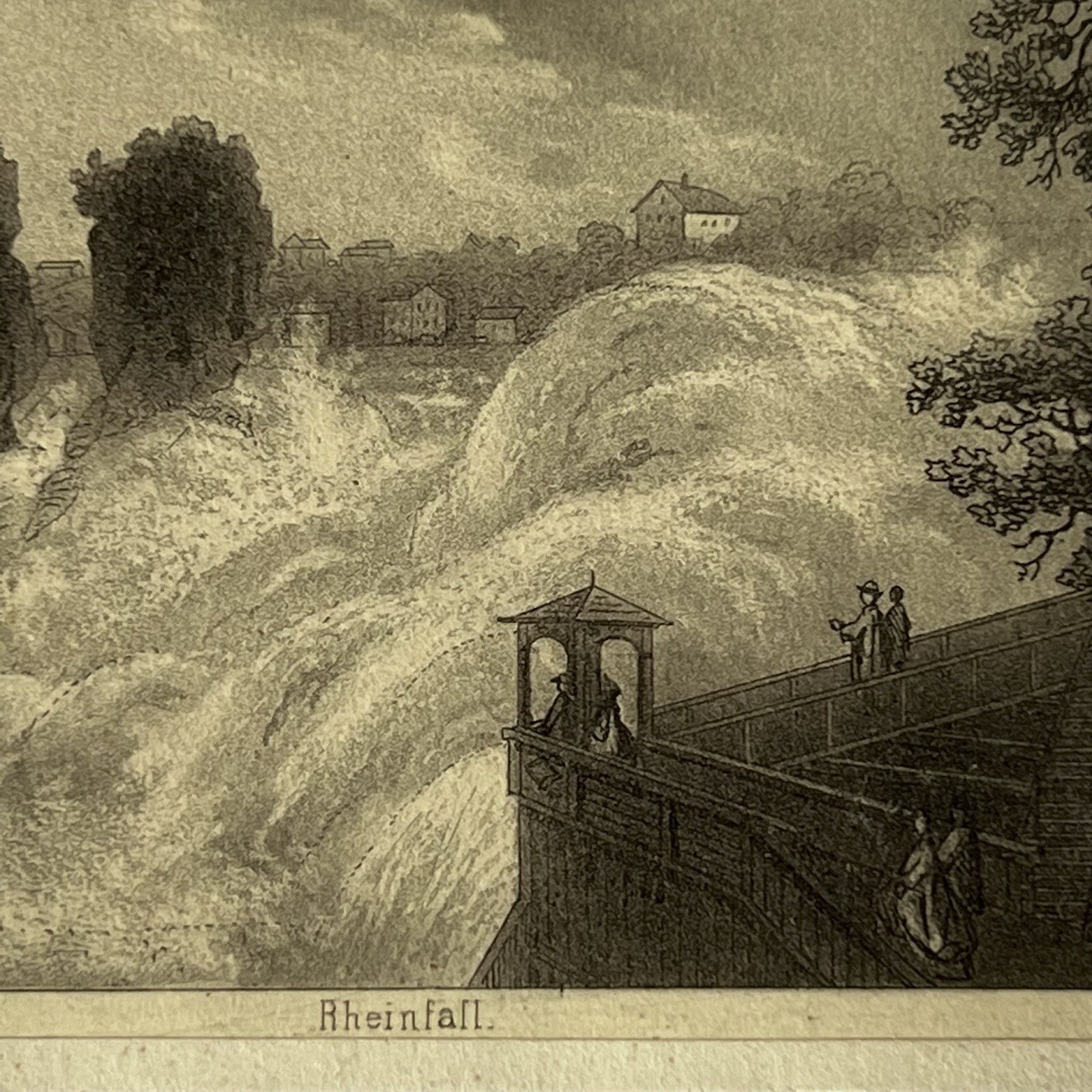 Antique CDV Filler Photograph Rhine Falls Waterfall Switzerland Art