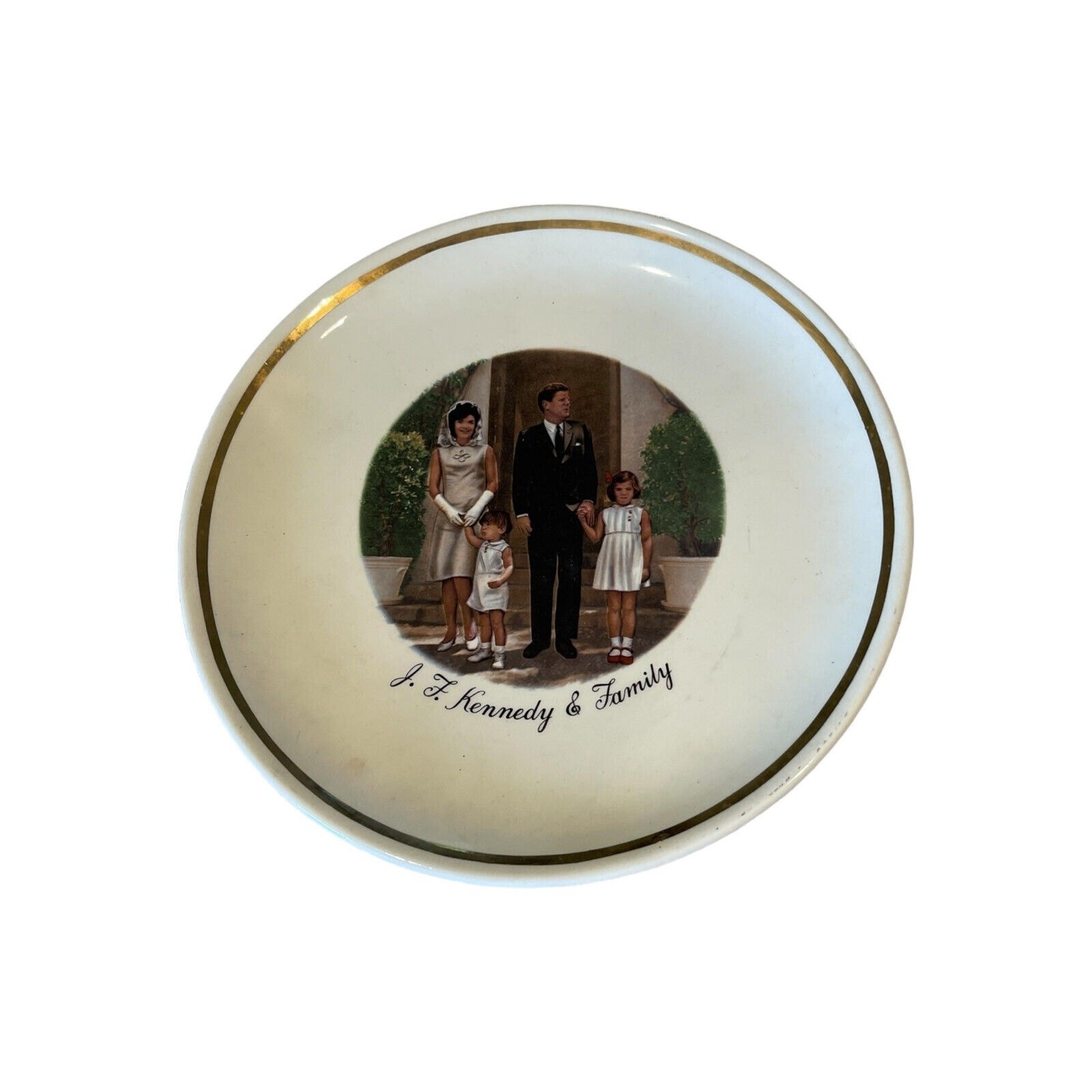 Vintage J.F.K & Family Porcelain Plate,:John, Jackie, Caroline,John-John Kennedy