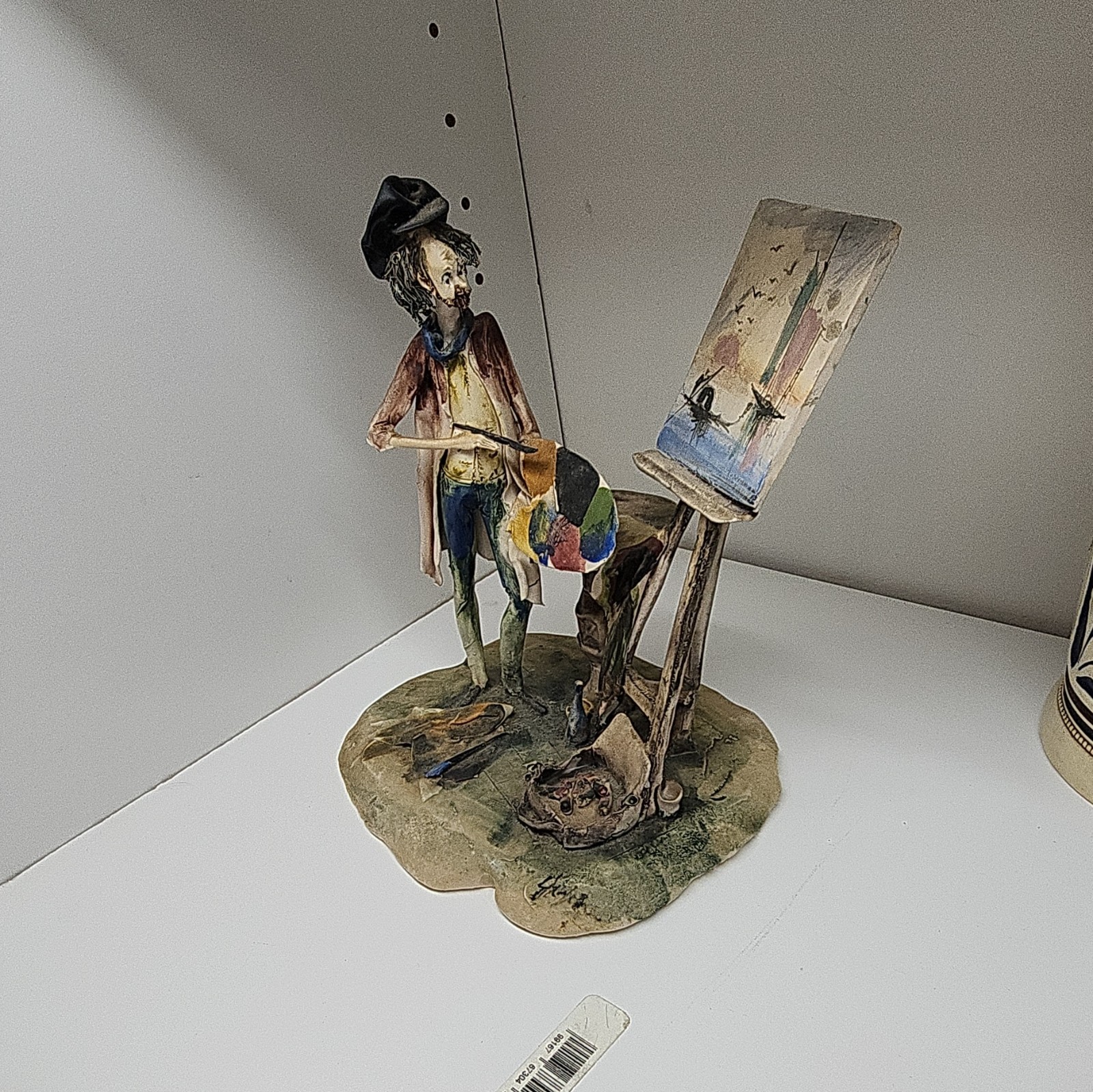 Hand Painted Ceramic Painter Figurine w/ Easel Multicolor Art Theme