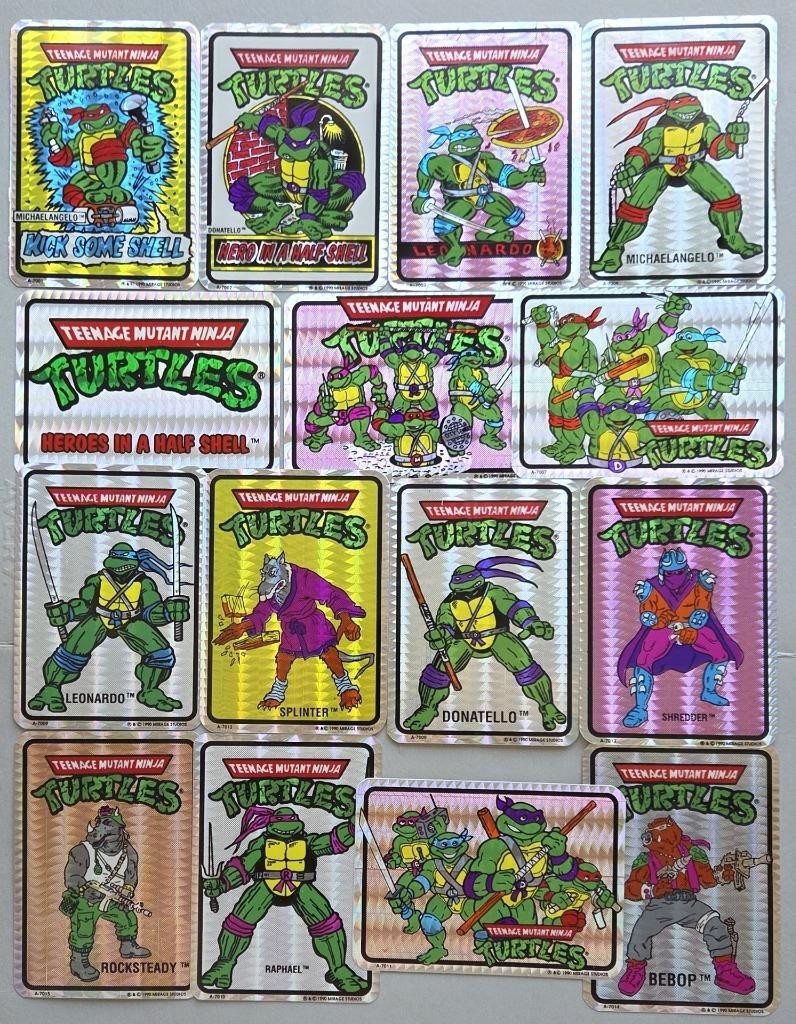 15 VTG 1990 TMNT Vending Machine Stickers Mirage Studios, A-7001 Thru A-7015 NOS