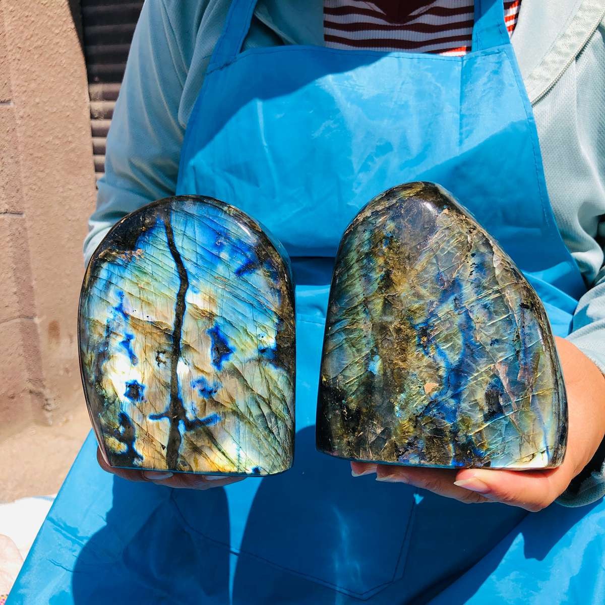 2 pieces 6.6LB Natural Labradorite Blue Quartz Crystal Polished Healing 6459
