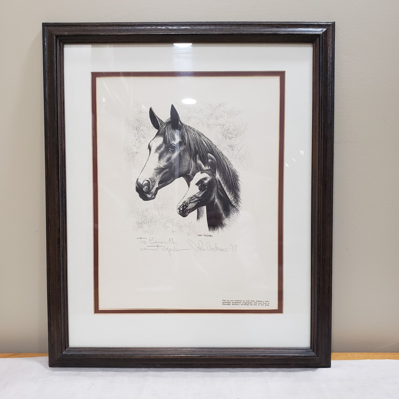 Horse Art Print Framed Mare Foal Black White Equestrian Western Farmhouse Decor
