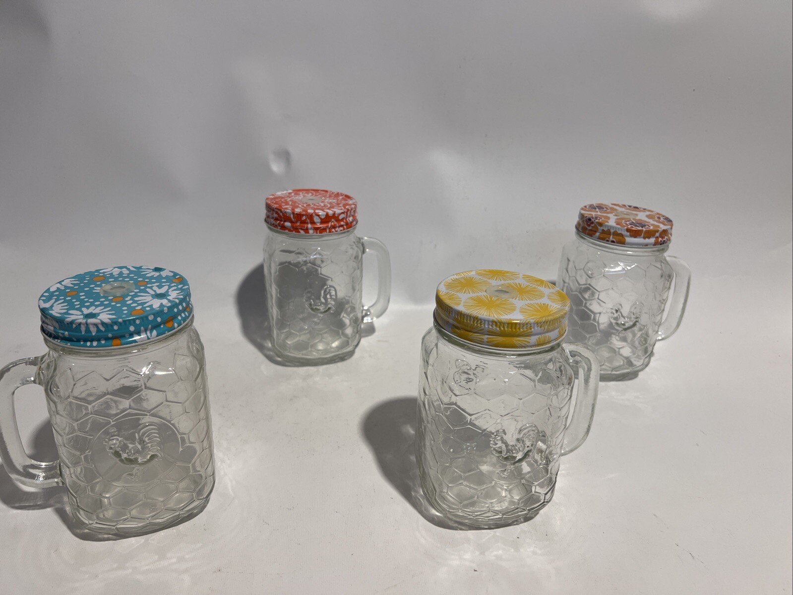 4 Beautiful Mason Jars With Rooster 