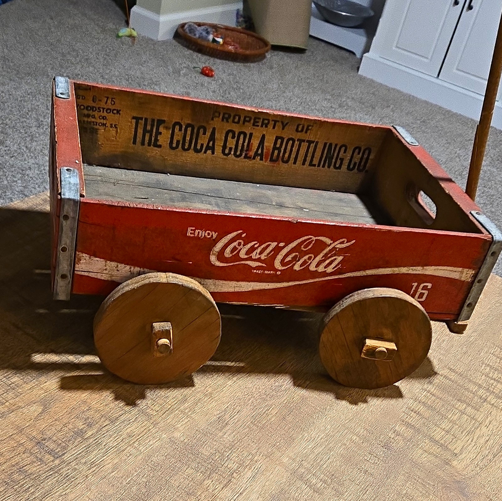 Vintage Wooden Advertising Wagon Pull Toy Original 1975