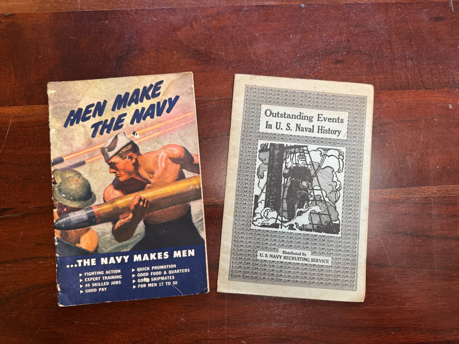 2 NAVAL BOOKS- MEN MAKE THE NAVY - OUTSTANDING EVENTS IN US NAVAL HISTORY