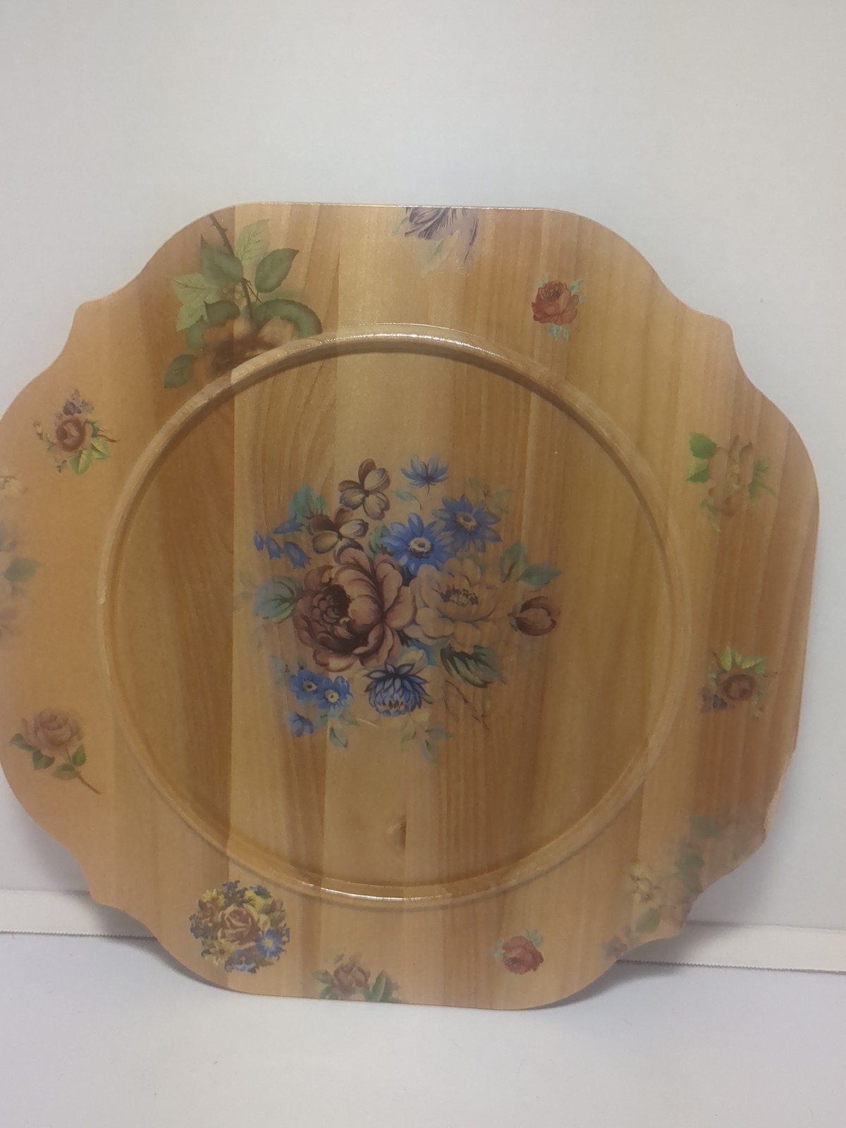 Vintage 1983 MacKenzie-Childs Aurora Wooden Tray Early Founders Era Floral Decal
