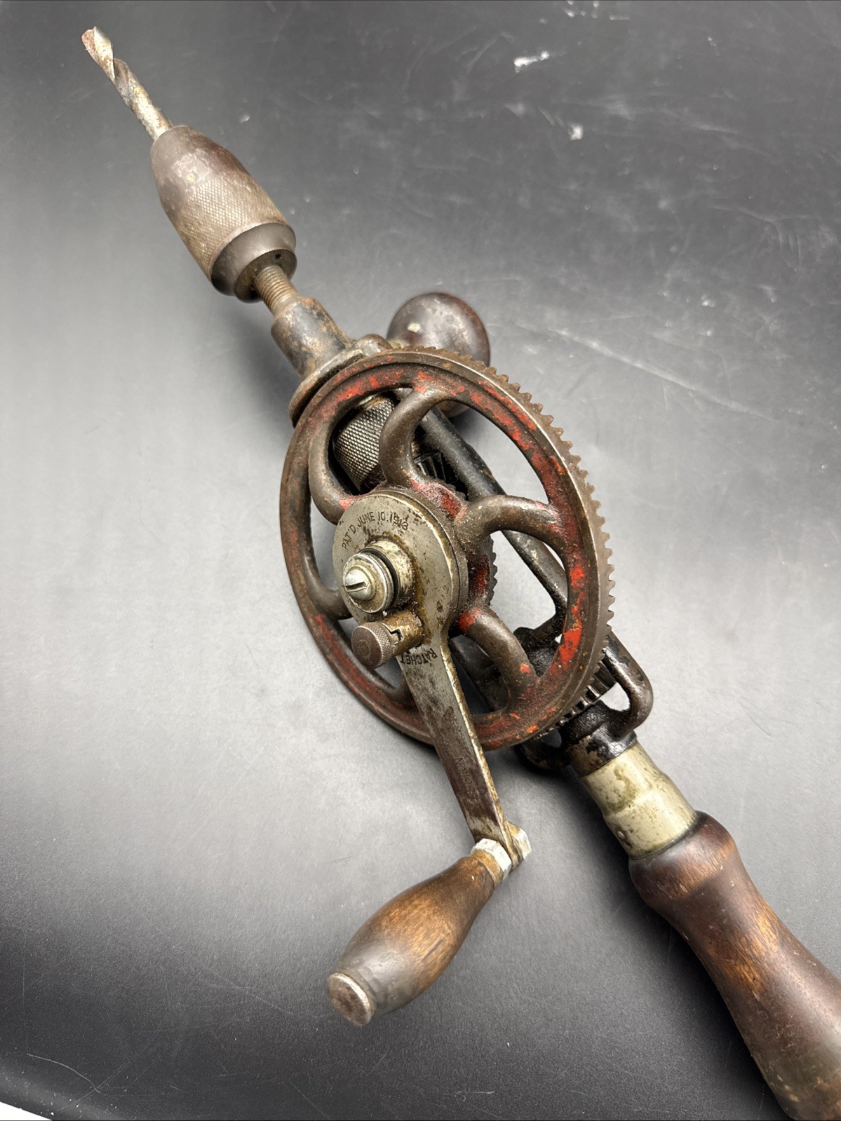 Vtg Antique Millers Falls No. 1980 Ratcheting Eggbeater Hand Drill USA Pat. 1913