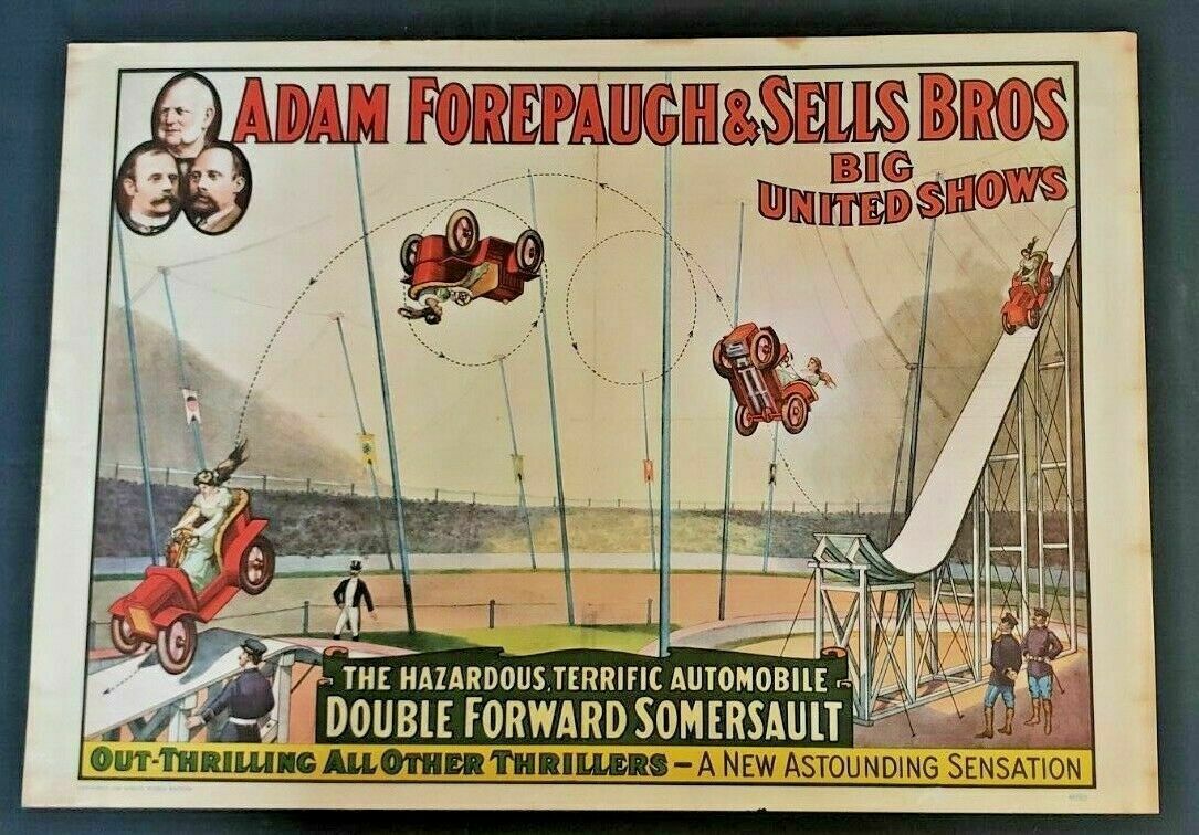 1960 Adam Forepaugh Circus Museum Old Clown Cars Poster About13 3/8