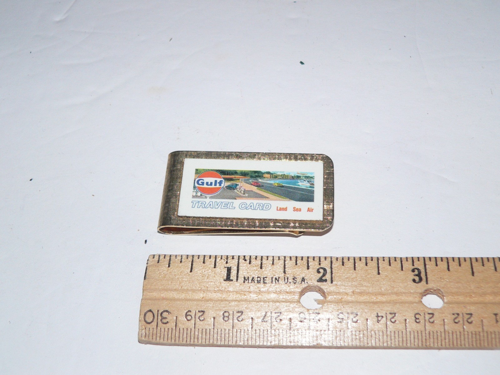 Vintage Gulf Travel Card Money Clip  Gold/Silver Tone