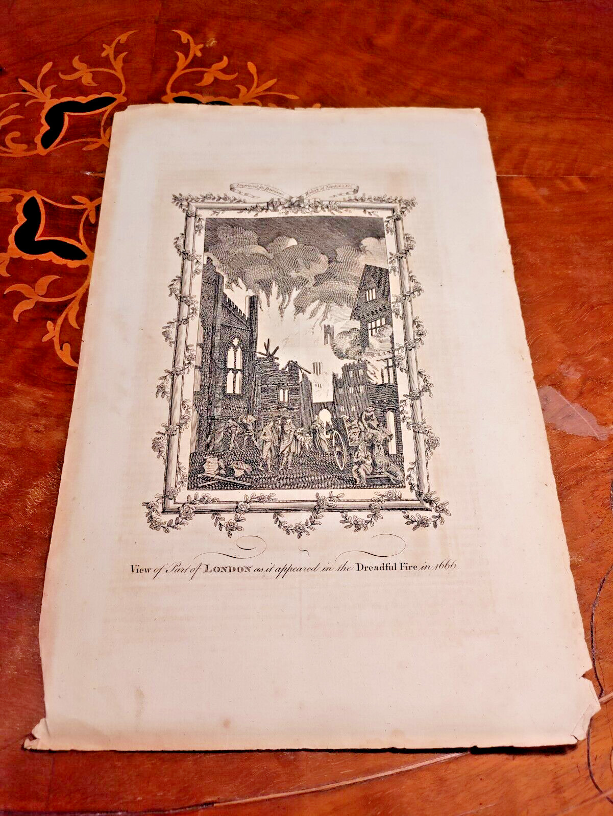 1775 Harrison\'s London View Part of London Appeared Dreadful Great Fire in 1666