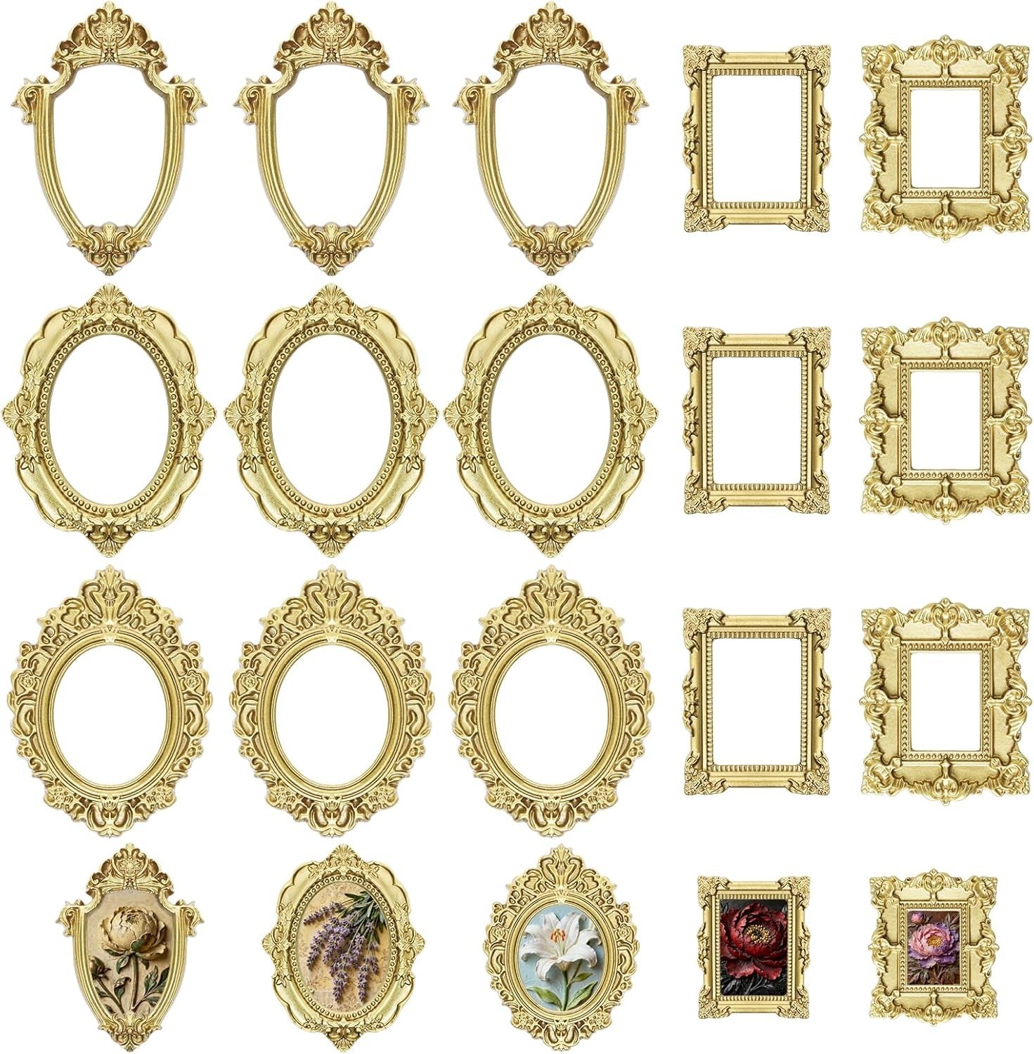15PCS Vintage Resin Picture Frame Mini Photo Frame Tiny Gold Antique Frames Smal 15PCS Vintage Resin Picture Frame Mini Photo Frame Tiny Gold Antique Frames Smal