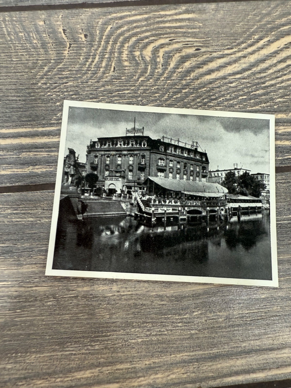 Vintage Black & White Photo Of Havel-River With Palast-Hotel Berlin Architecture