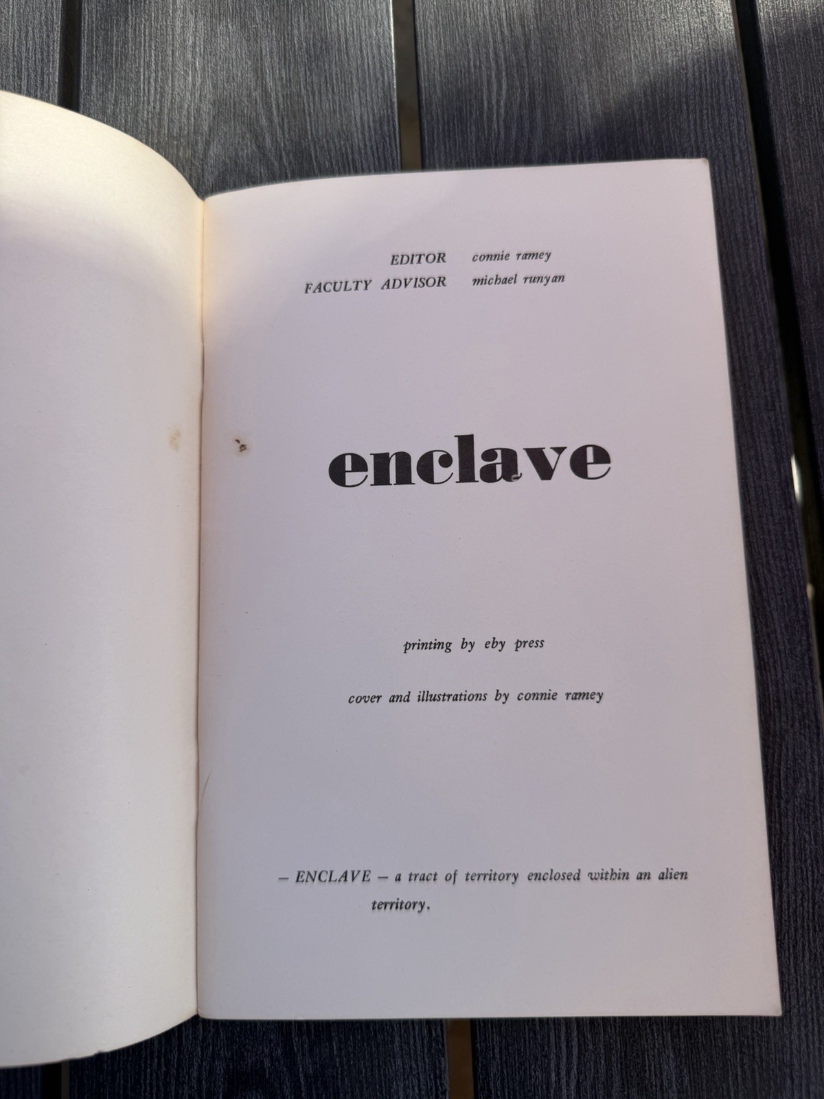 Enclave. Annual By Associated Students Of Napa College. 36 Pages