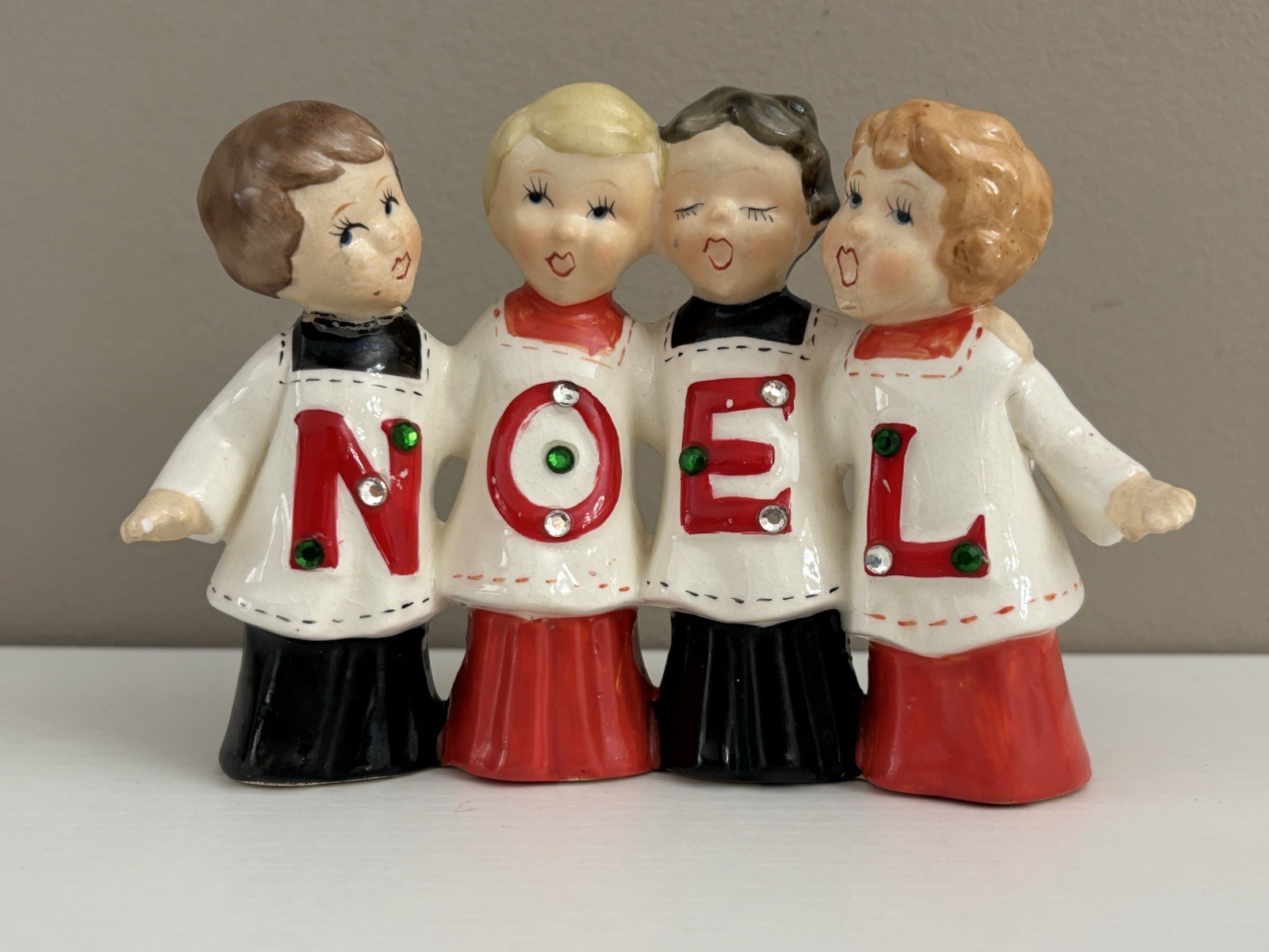 VINTAGE CHRISTMAS 1950'S NOEL CHOIR/ALTAR BOYS CANDLE HOLDER