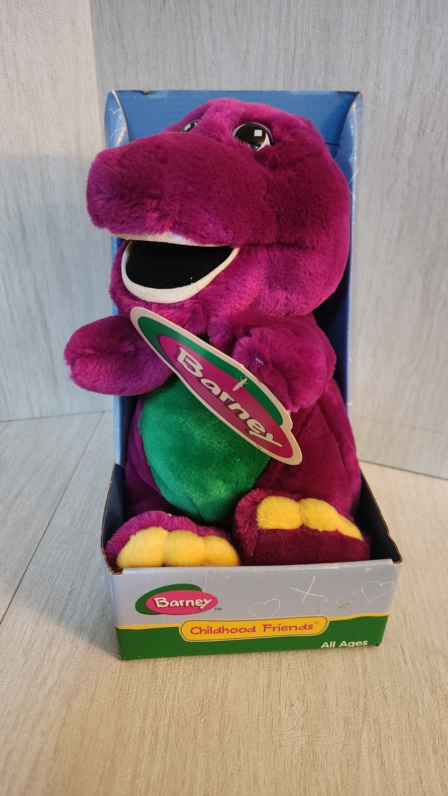 NEW 1996 90's Vintage Barney Plush Doll Purple Dinosaur Original Box Stuffed NIB