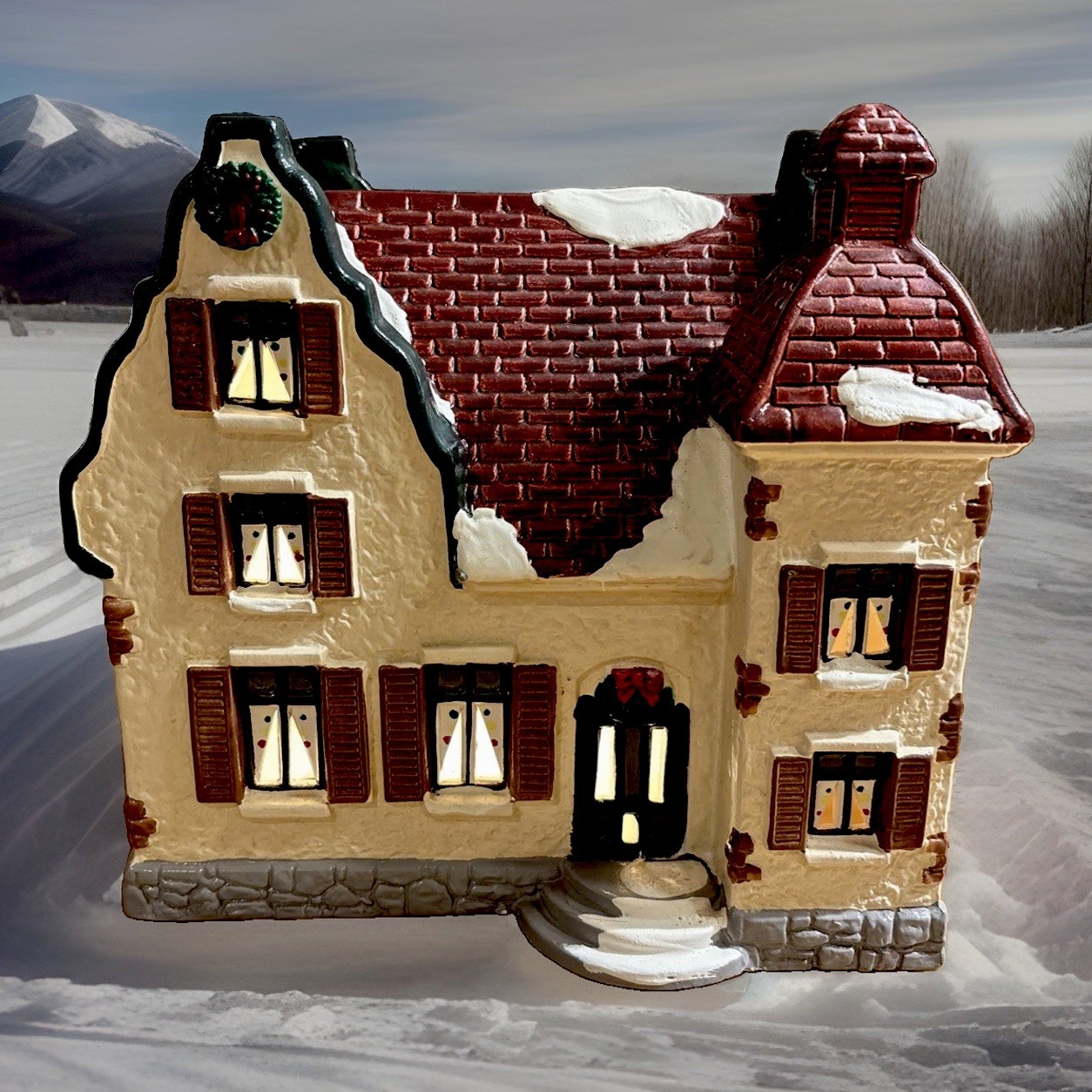 Vintage 1986 Dept 56 Snow House Village Sonoma Hand Painted Ceramic LED Light