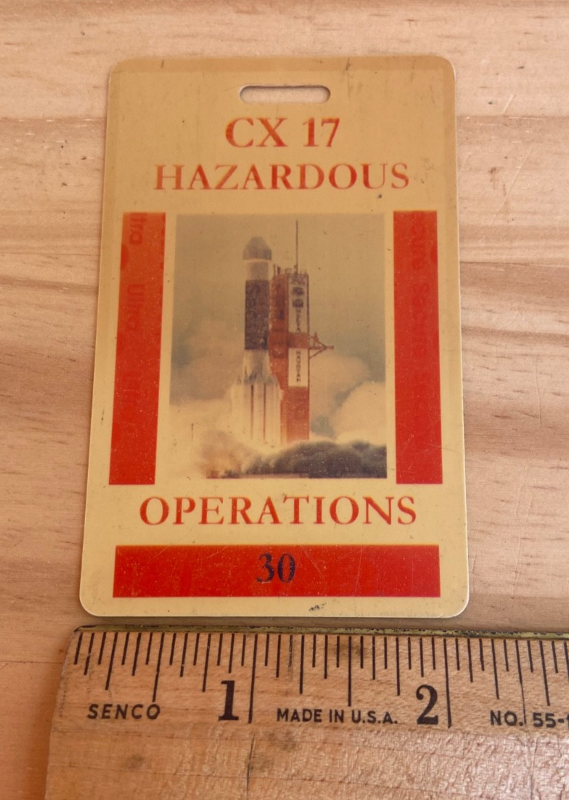 Original 1960-70s NASA USAF CX HAZARDOUS OPERATIONS Employee Access Badge #30