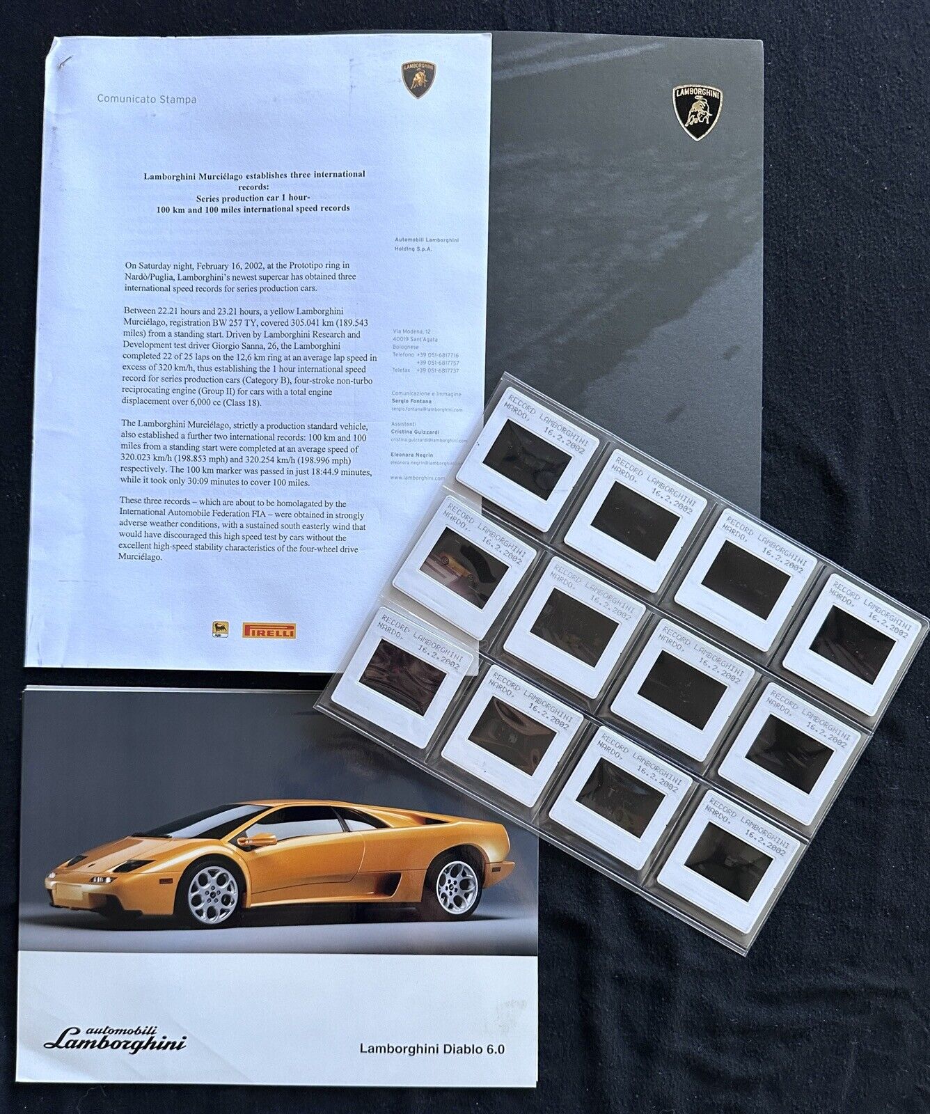 Lamborghini Murcielago 2002 Speed Record Press Kit Photos Slides Prospekt Diablo