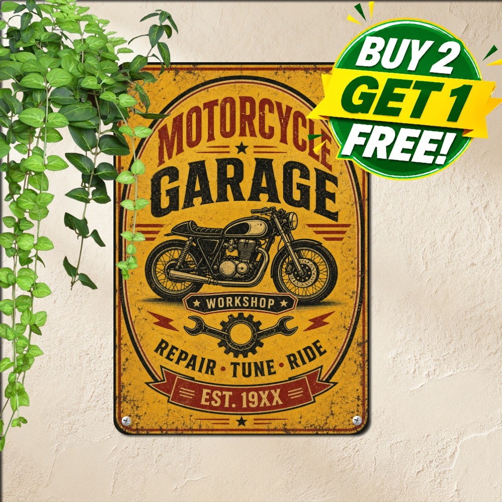 Vintage British Classic Motorcycle Garage Metal Tin Sign Biker Wall Plaque