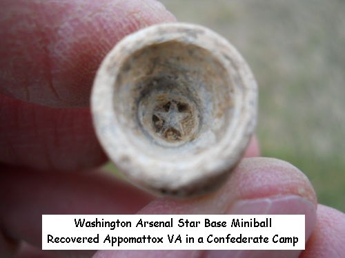 Old Rare Vintage Antique Civil War Relic Washington Aresnal Star Base Miniball