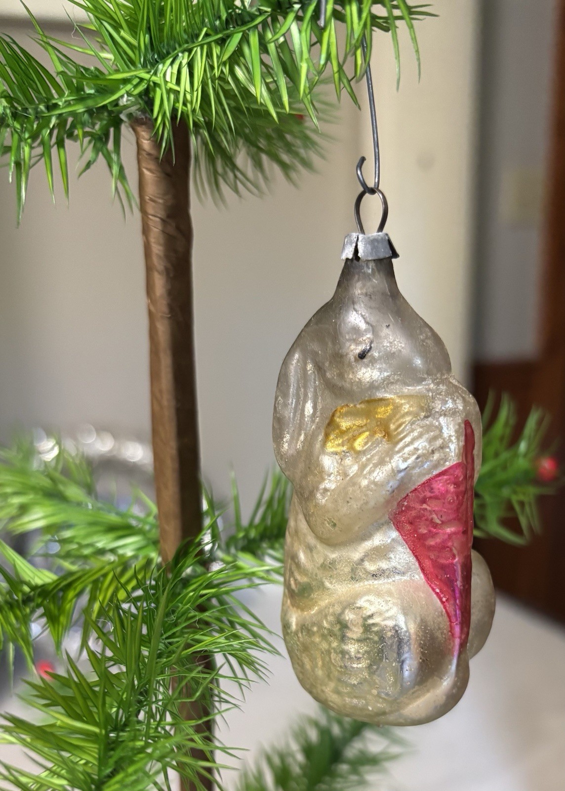 1920s Antique Rare Rabbit with Carrot German Christmas Ornament 4