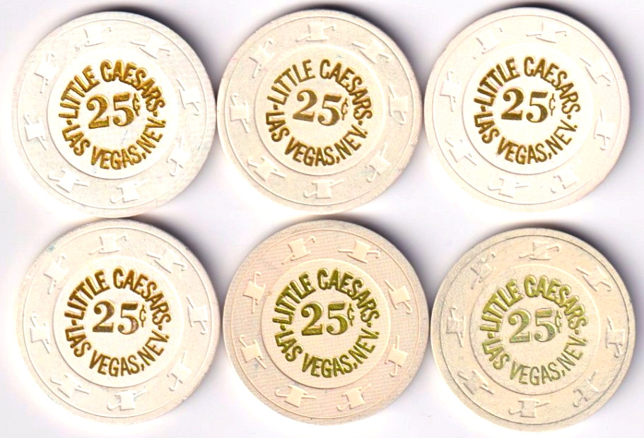 Little Caesars Las Vegas 6 White Casino Chips 25 Cent Chips