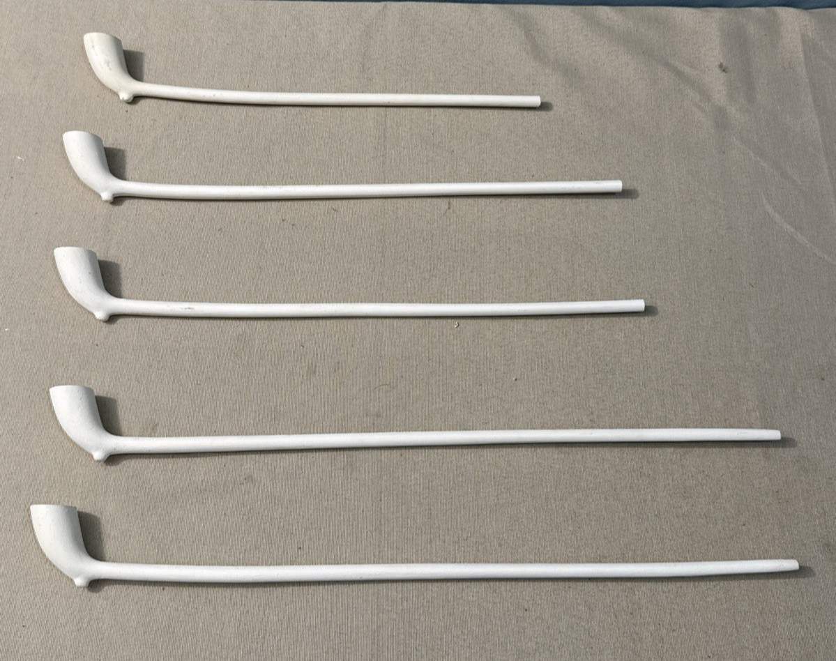 Vintage White Clay Tavern Tobacco Pipes Set of 5 Traditional Unused Collectible