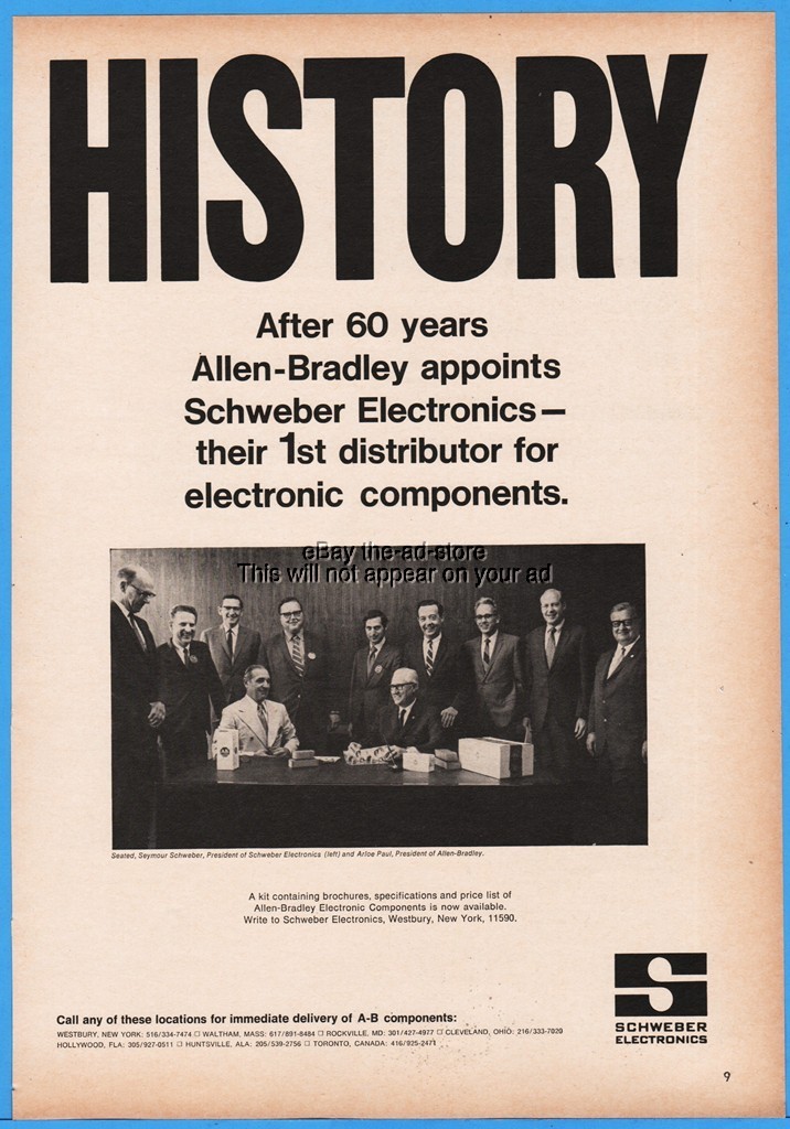 1969 Seymour Schweber Electronics Westbury NY Allen Bradley Arloe Paul Photo Ad