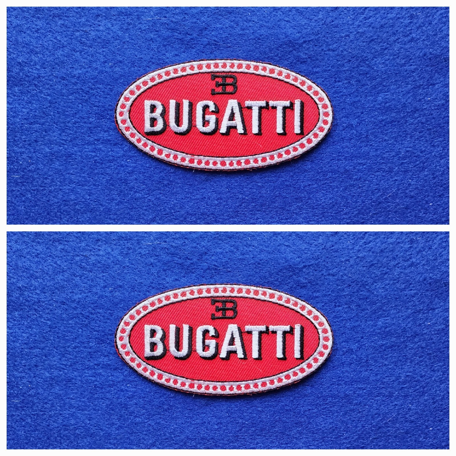 A Pair Of Motor Car Racing Patches Sew / Iron On Badges Bugatti