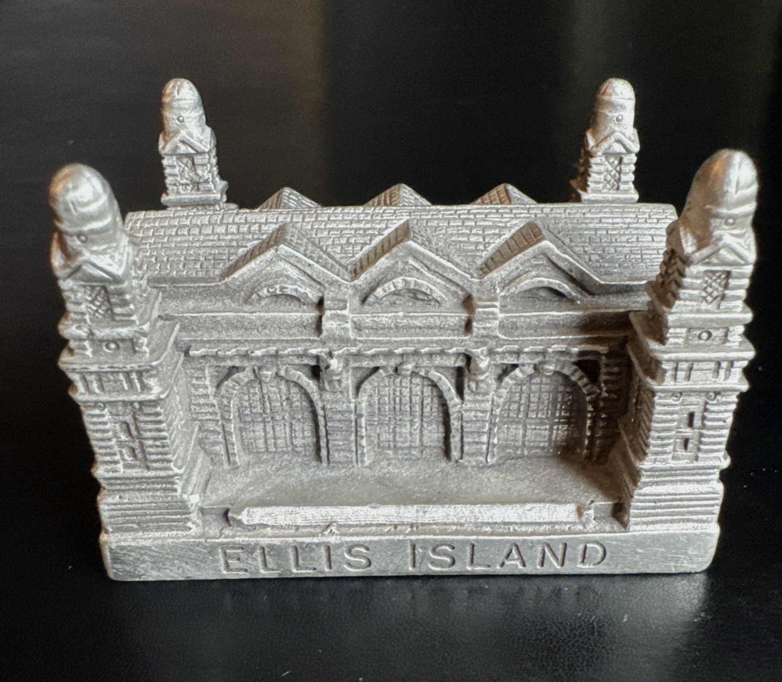 WAPW Vintage Ellis Island Pewter Miniature Building UK Souvenir Z134