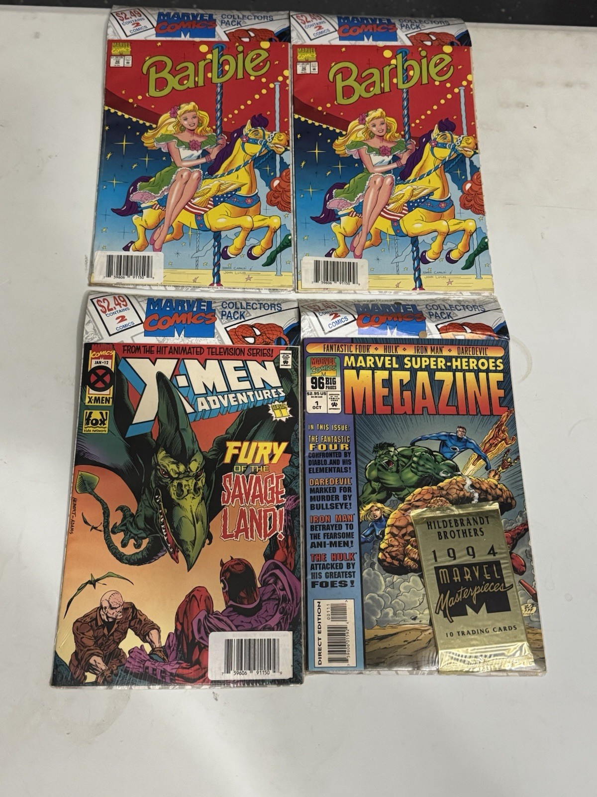 Marvel Comics Collectors Pack Lot 4 Sealed X-Men Barbie Marvel Masterpieces 1994